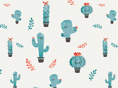 Cactus cactus decoration kid pattern seamless vintage wallpaper