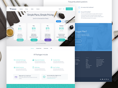 Complex Volusion Pricing Page blue green page plans pricing volusion website