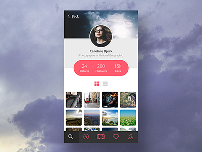 Photography Portfolio App UI Concept app clean design flat design graphic ios minimal photography red ui ui design ux