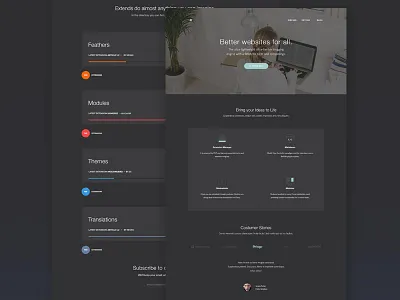 Landing & Extend page for a blog engine. blog category colorful engine extend landing page ui ux web webdesign
