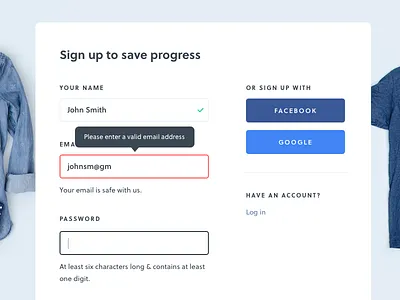 Sign Up Modal bonfire error form input register sign up tooltip ui ux website