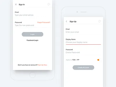 24 - Sign In/Up error fields facebook fields flow login password recovery registration sign in sign up
