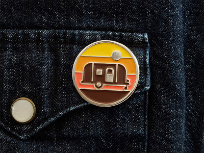 Explorers Club: Camper Pin airstream brooche camper dan kuhlken dkng enamel pin geometric nathan goldman pin sunset