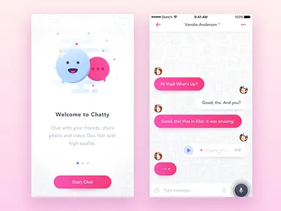 Chat UI - 2 part chat chat app ios ui iphone app material design mobile chat sketch ui