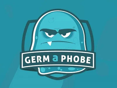 Germaphobe branding cartoon germs illustration logo