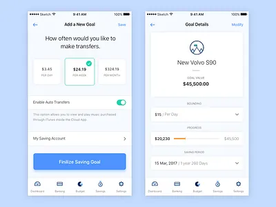 Set A Goal banking blue budgeting expanses goal ios mobile money plan spending