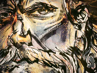 Percy Dixon art cowboy drawing illustration ink orange pencil red reedicus sketch texture yellow