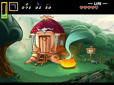 Magic Hut background design illustration layout legend of zelda life meter link to the past zelda