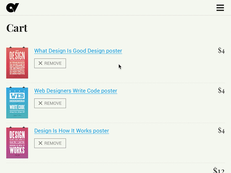 item deletion animation cart css delete list shop web design website