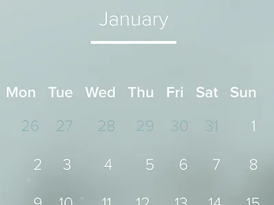 Calendar calendar graphic graphic design january snow ui ui challenge ui design user interface user interface design visual visual design