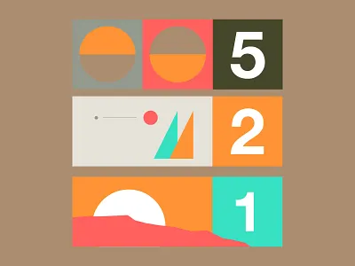 1 - 2 - 5 geometric illustration mid century philadelphia signage wayfinding