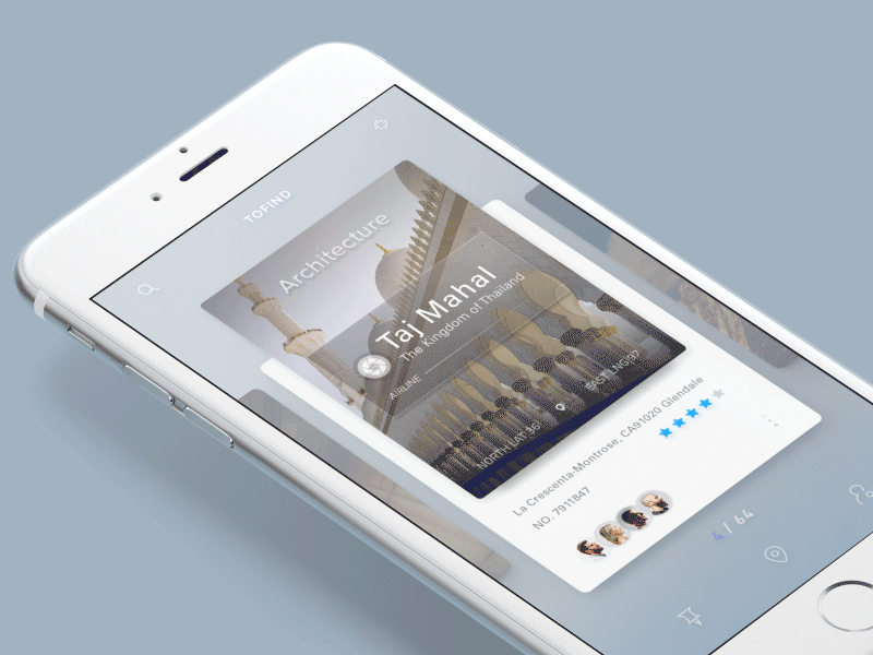 New Interaction Effect of ToFind's Cards Flow app card concept find flow map navigation social travel ui ux