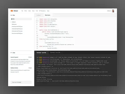 Mimir IDE Reskin chat code codeview dashboard data typing ui
