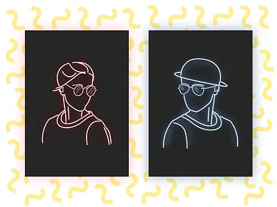 Neon Signage bright club female graphic illustration male neon print design restaurant signage