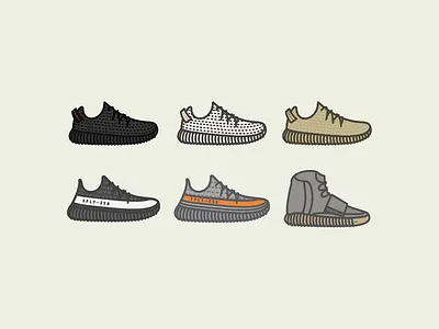 Yeezy Icon Set 055 adidas dailyui icon set kanye pablo shoes yeezy
