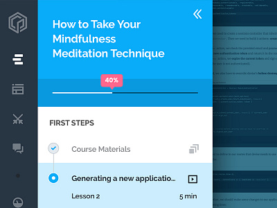 Course Navigation for Codeplace book chapter content course design elearning lecture navigation progress ui ux