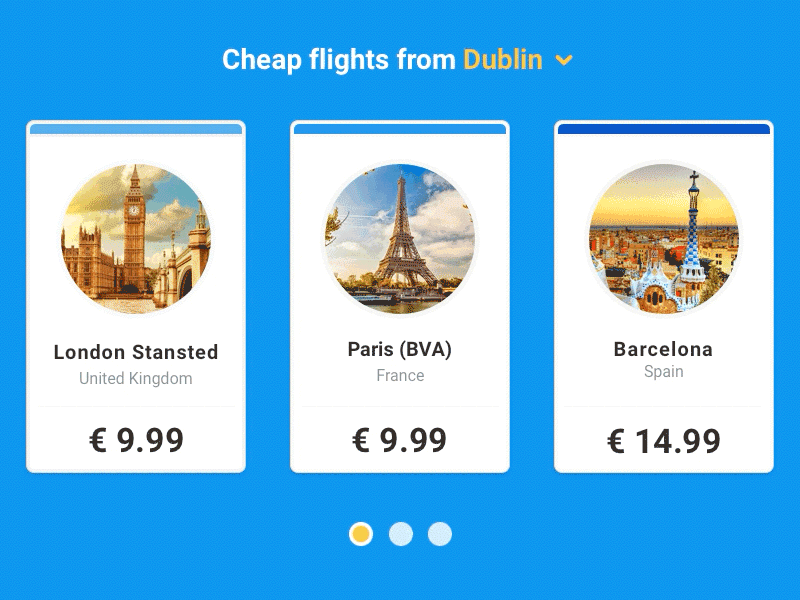 Trip Destination Cards airline cards destination flight ryanair slider travel ui ux web