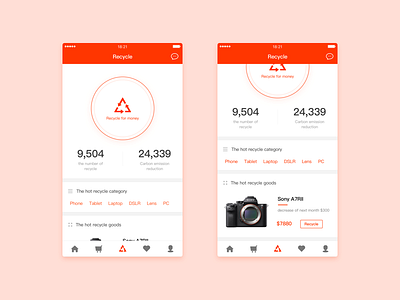 Recycle Page camera chart color digital flat ios number tab ui ux
