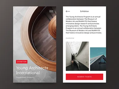 Exhibition App app buy event exhibition gallery gesture overview screens ticket ui ux