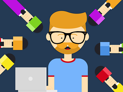 Interview blog color guy hipster illustration illustrator interview mustache post sketch