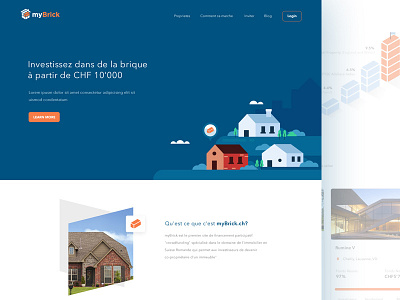 myBrick - Landing Page brick building city design illustration investment landing page property website