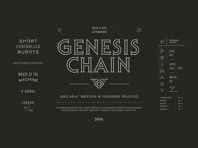 GENESIS CHAIN~ badge destiny icon old school print stamp type typography vintage