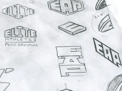 Elite Athlete's Performance - sketches athlete bold branding figure geometric graphic design hexagon human logo process sketches sports