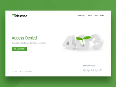 SalesExec Error Page 3d 403 404 500 access error errors green nature page white