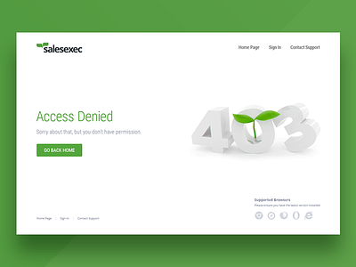 SalesExec Error Page 3d 403 404 500 access error errors green nature page white