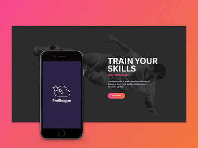 Profileague web section app football gradient ios logo sport ui ux web webdesign website