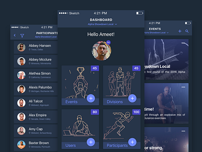 Crossfit app app blue clean dark fireart fireart studio flat interface ios minimal ui ux