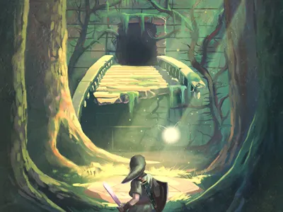 Forest Temple fantasy forest link nintendo painting zelda