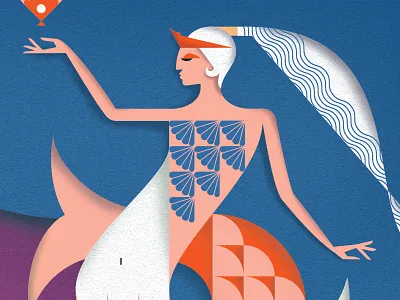 Mermaid beastiary folklore geometric illustration layers mermaid mythology shading