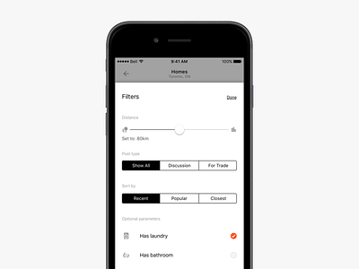 Search Filters black and white bunz bunz trading zone filter ios madeintoronto minimal search search filters sort ui ux