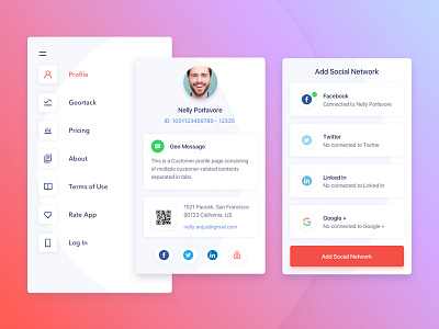 Geolocation Based Mobile App Design android design gradient interaction ios apps menu mobile profile social ui ux user experience user interface zajno