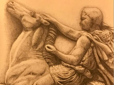 Parthenon frieze - block X drawing greece illustration sketch