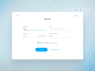Sign Up Form form material registration sign ui up ux