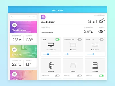 Smart Home iPad App ai android ar assistant control ios living room personal smart home smart house tablet thermostat