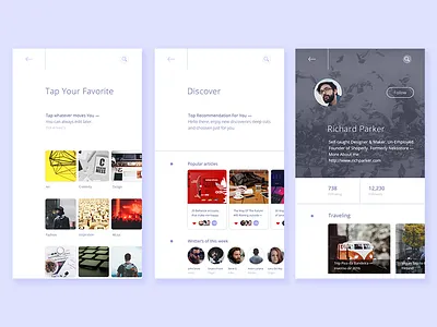 Mobile Blog App apps article blog discover ios kit mobile news profile social ui