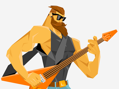 Guitarist character flat guitar guitarist hipster low minimalism poly