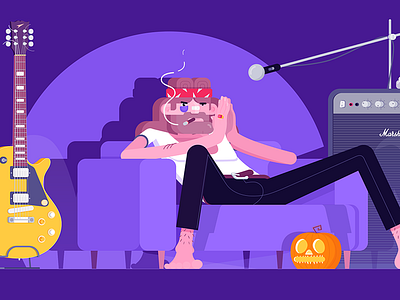 This Is Halloween! armchair character flat guitar halloween marshall music night rboy rock rocketboy