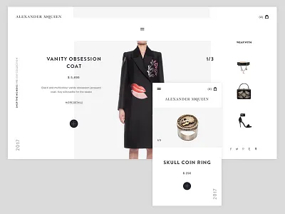 Alexander McQueen clean concept mcqueen shop webdesign white