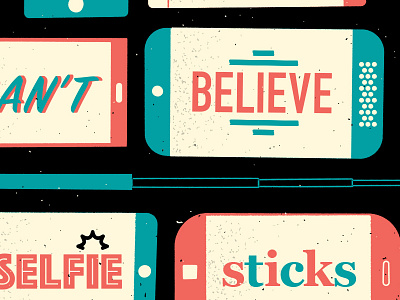 Selfie Sticks are the worst illustration mobile phone selfie tech technology texture vintage