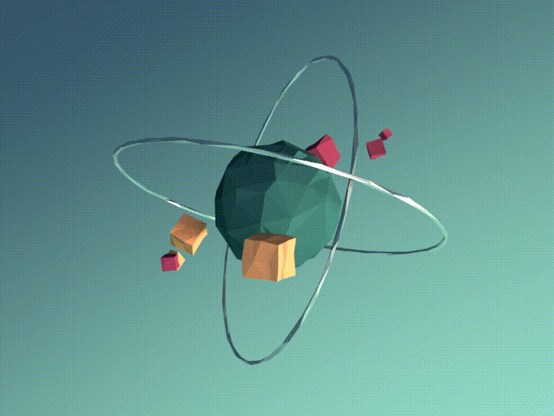 Cube Moons 3d abstract animation blender calming color loop lowpoly minimalistic motion simple space
