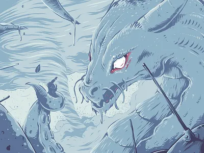 "The Monster Project" art design dragon drawing graphic hydra illustration monster ocean photoshop sea texture