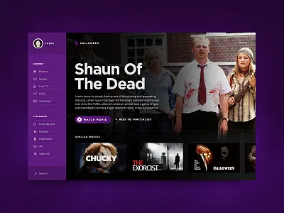 Happy Halloween! dashboard film guide halloween imdb movie netflix purple tv ui ux