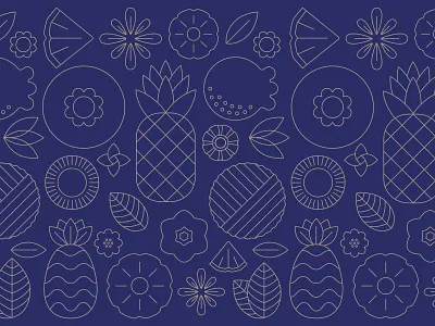 Blue Hawaii Pattern blue blueberry coconut flower flowers food fruit graphicdesign icon icons illustration illustration design leaf leafs packaging pattern pineapple plant slice vector