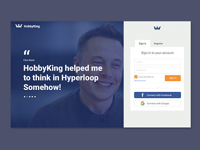 Login with Testimonials creative design elon musk login register social testimonial
