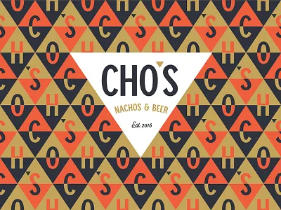 Cho's Nachos & Beer logo pattern beer branding identity logo nacho nachos triangle
