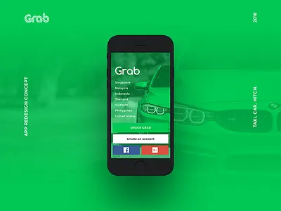 Grab - Redesign app concept app app design green interface ios minimal mobile taxi ui ux